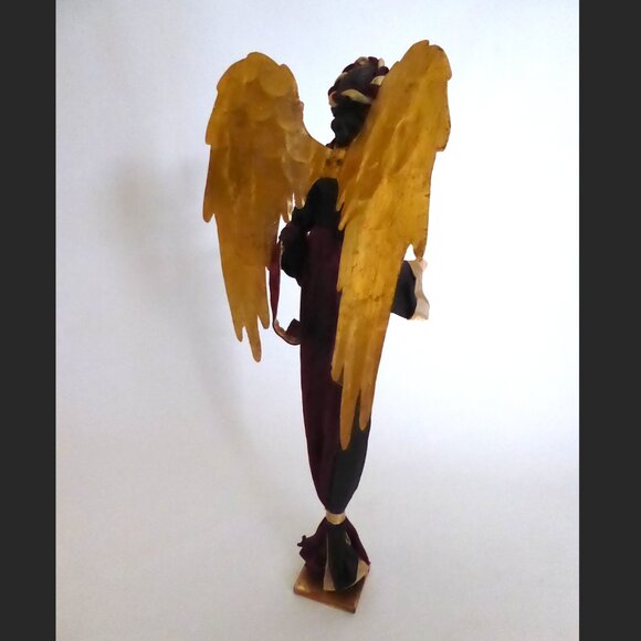 VINTAGE 19” CHRISTMAS ANGEL GOLD WINGS HOLIDAY FIGURE STATUE - Picture 4 of 16